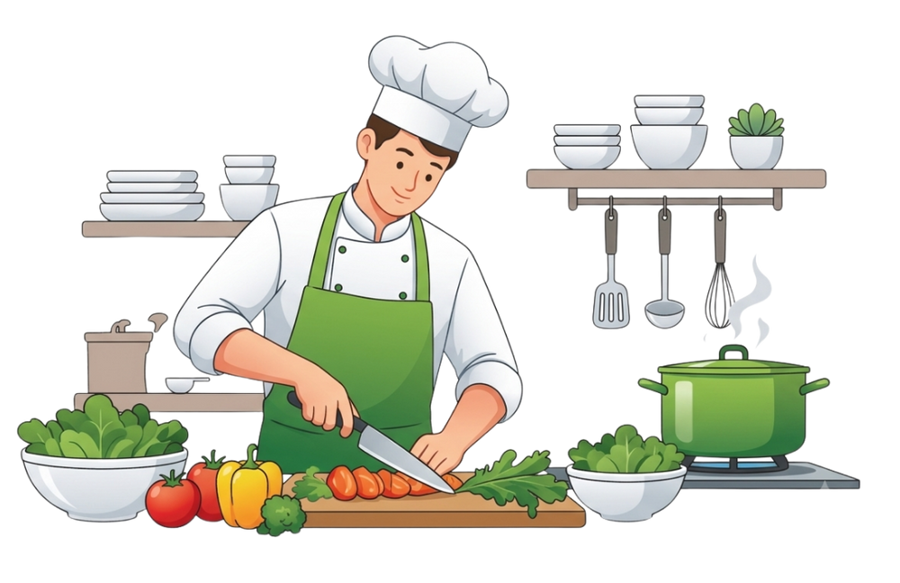 Chefs preparing fresh meals