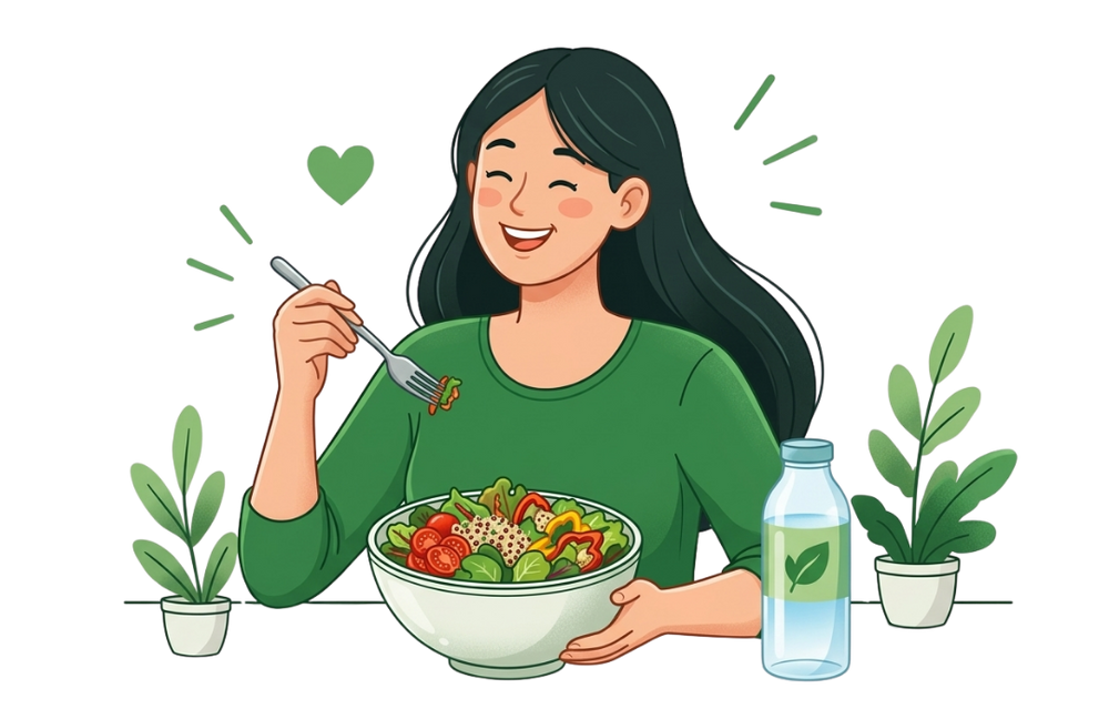 Enjoying a delicious meal
